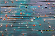 Grunge Surface Of An Artificial Rock Climbing Wall With Toe And