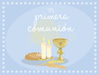 My first communion. Blue card invitation