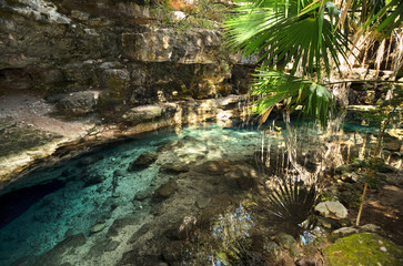 Wall Mural - X-Batun Cenote - natural lagoone with transparent turquoise wate