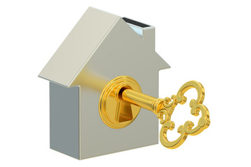 Poster - Home with key, 3D rendering