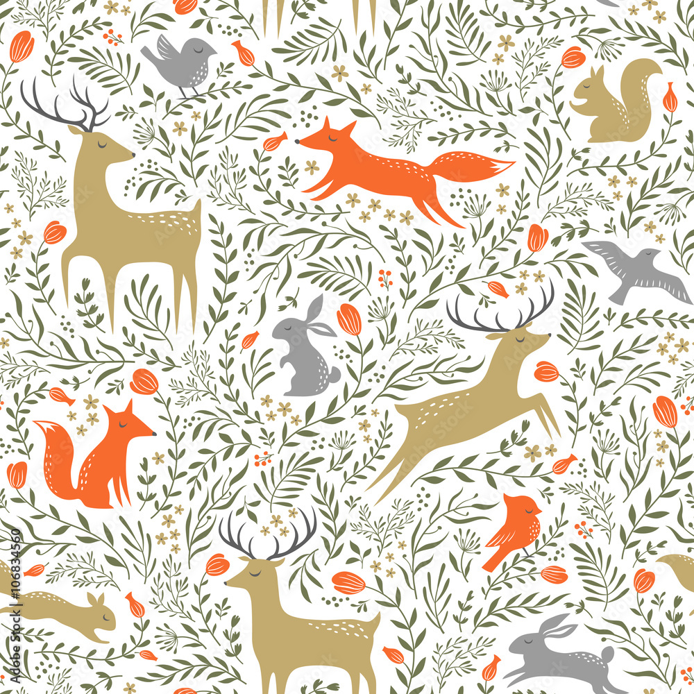 Papel de parede Summer woodland pattern