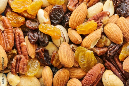 Fotografie, Obraz Assorted mix of dry fruites and Nuts close up view