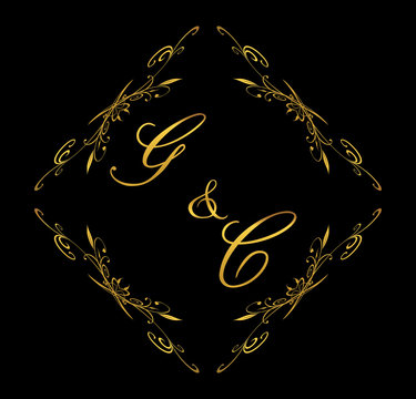GC initial wedding with floral