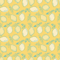 Aufkleber - seamless pattern with lemon fruits