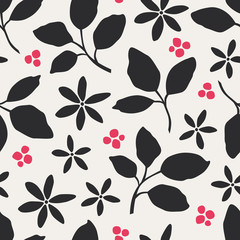 Aufkleber - seamless pattern with leaves and flowers