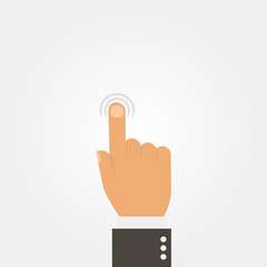 Poster - Hand index finger on a grey colored background