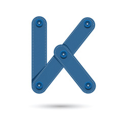 K font vector with blue Jeans on White background, Futuristic fo