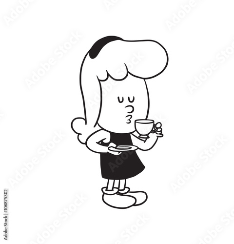 Vector Cartoon Image Of A Cute Little Girl Little Girl With Wavy
