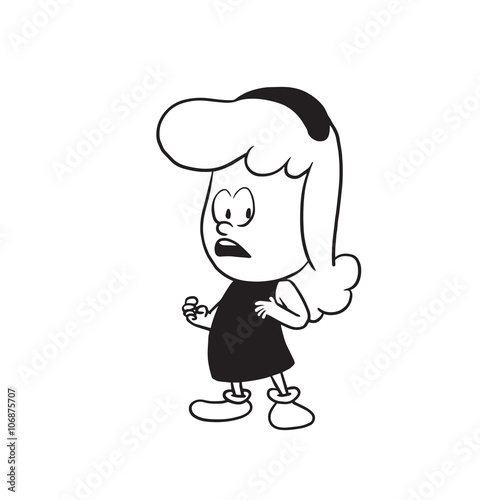 Vector Cartoon Image Of A Cute Little Girl Little Girl With Wavy