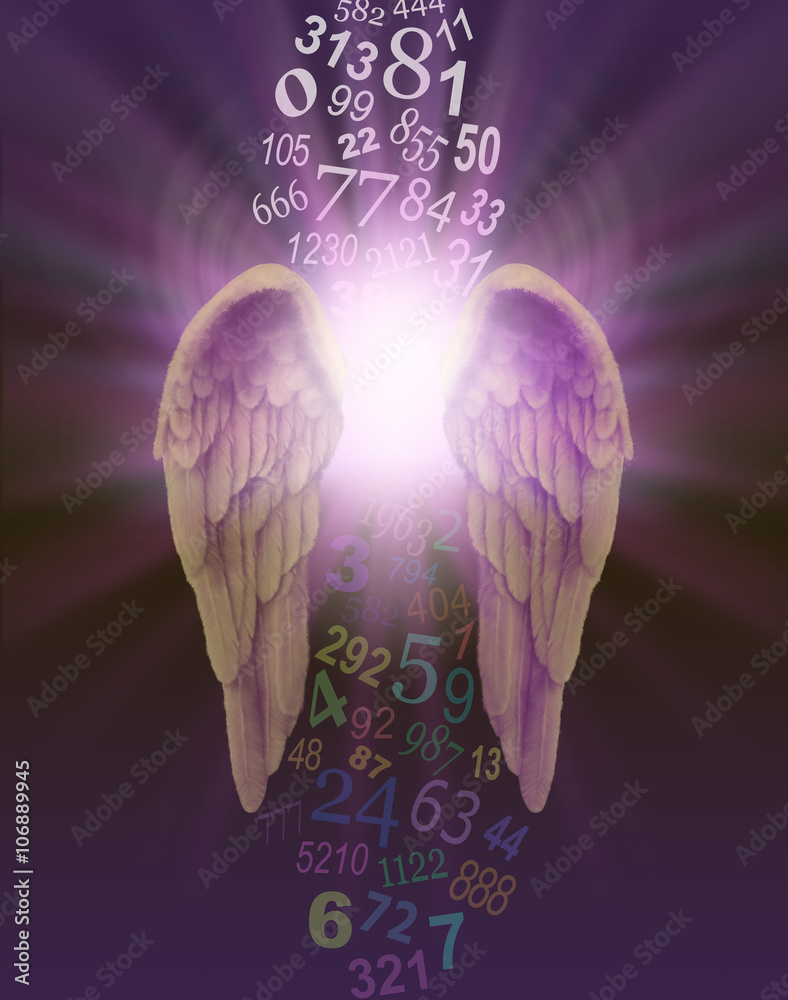 Angel Numbers - a pair of angel wings with burst of divine light behind ...