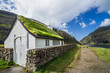 Small village church in Saksun located on the island of Streymoy, Faroe Islands, Denmark