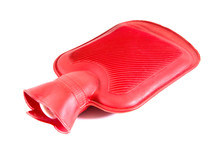 Red Silicone Hot Water Bottle On White Background,Hot Water Bag