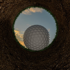 Wall Mural - golf ball going into a hole