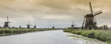 Windmills And Canal, Kinderdijk, Olanda, Amsterdam