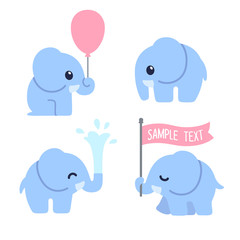 Wall Mural - cute cartoon baby elephant