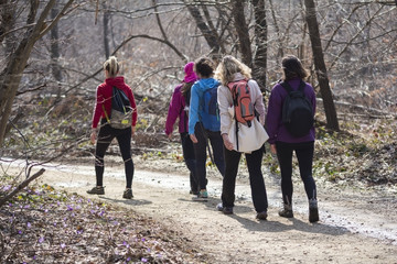 young women during hiking