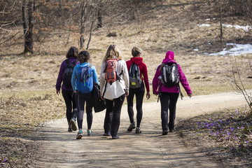 young women during hiking