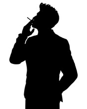 Man smoking a cigarette silhouette vector clip art