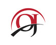 OJ red letter logo swoosh