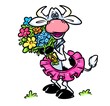 Корова мода букет цветов открытка персонаж