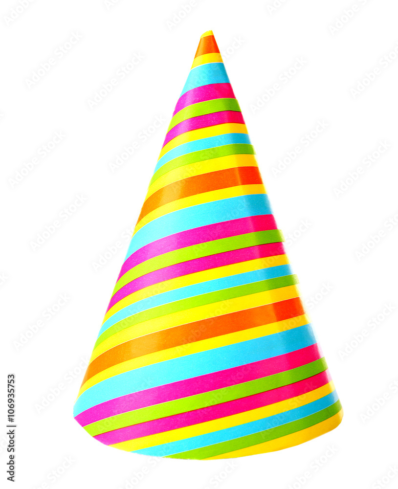Colorful party hat, isolated on white