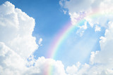 Fototapeta Tęcza - Blue sky cloud with rainbow