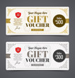 Gift voucher template with glitter gold and silver, Vector illustration, Design for  invitation, certificate, gift coupon, ticket, voucher, diploma etc.