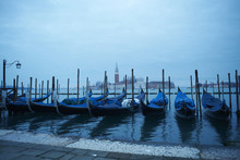 Morning View Of Gondolas, Venice, Italy