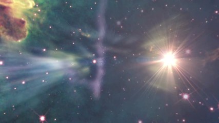 Wall Mural - The Heavens 0504: Flying through star fields in space (Loop).