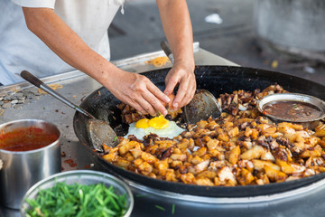 Fried potatoes with egg