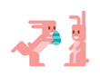 © Vectorvstocker - Greeting card Easter rabbit vector illustration
