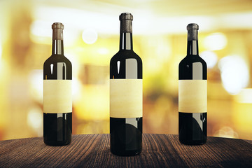 Poster - Three wine bottles