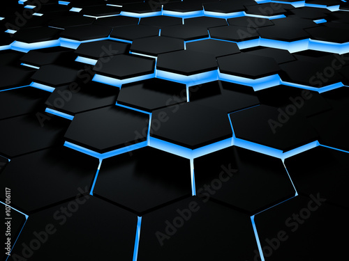 Abstract 3d Illustration Of Futuristic Hexogonal Surface Sci Fi