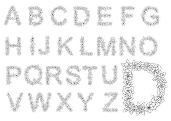 Poster - Retro floral romantic font letters