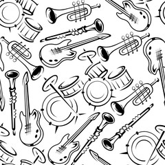 Wall Mural - Musical instruments retro seamless pattern