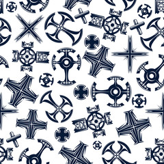 Wall Mural - Ancient blue crosses seamless pattern