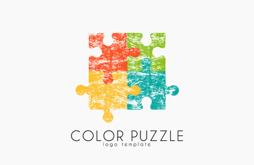 Puzzle logo. Color puzzle design. Creative logo