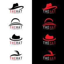 Black And Red Hat Logo Vector Set Design