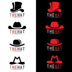 Black and red hat logo vector set design