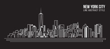 Cityscape Building Line Art Vector Illustration Design - New York City
