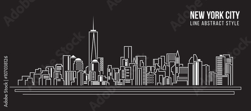 Vector: Cityscape Building Line art Vector Illustration design - new york city Cityscape Building Line art Vector Illustration design - new york city