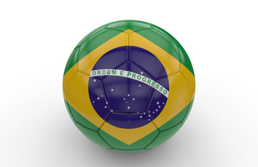 Soccer ball with brazilian flag