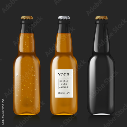 Download Transparent glass bottle. Realistic scalable and empty beer bottles. Patterns of bottles with ...