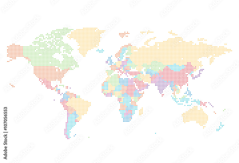 Dotted World map of square dots Stock Vector | Adobe Stock
