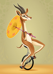 Poster - Funny gazelle on an unicycle