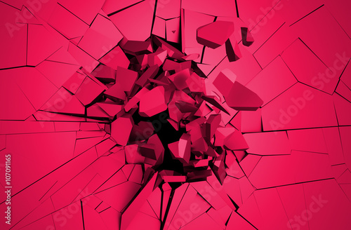 Fotografie, Obraz Abstract 3d rendering of cracked surface