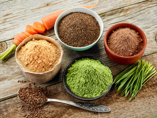 Poster - bowls of various dried plant powders