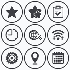 Poster - Star and globe signs. Checklist, gear.