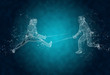 Abstract sabre fencers in action. Crystal ice effect