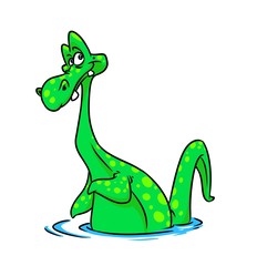 Wall Mural - Loch Ness monster cartoon illustration animal character 